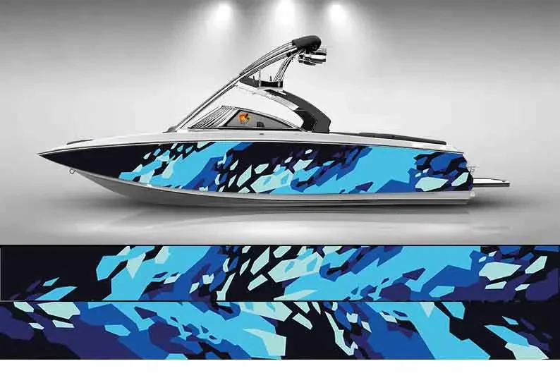 Colorful Irregular Geometry Lines Splash Unique Boat Sticker Vinyl Ship Pontoon Deck Boat Fishing Decorative Pontoon Boats Decal