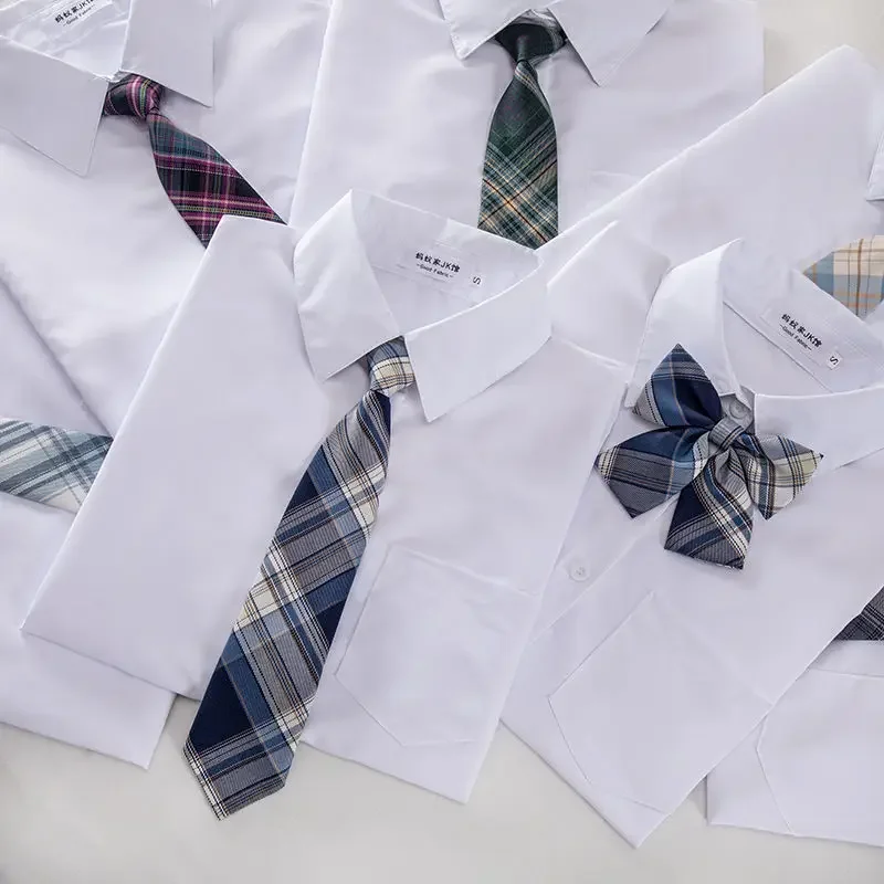 New Hot 2025 XS-3XL Camicia bianca casual sottile a maniche lunghe con scollo a V estivo da donna Top camicette per abiti da studente uniforme scolastica JK