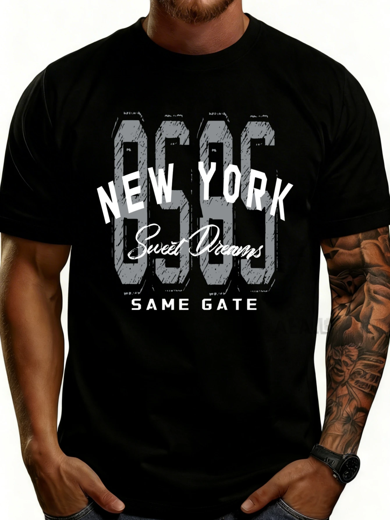 Street Style New York Fashion - T-shirt décontracté pour homme style streetwear