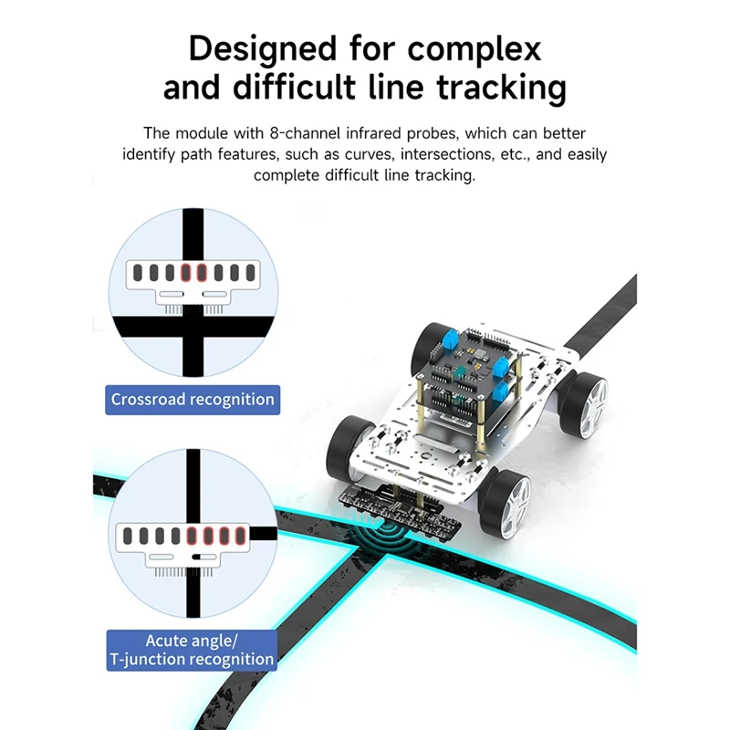 1PCS 8 Channel High Precision Electronic Infrared Line Tracking Sensor Module Support Automatic Calibration