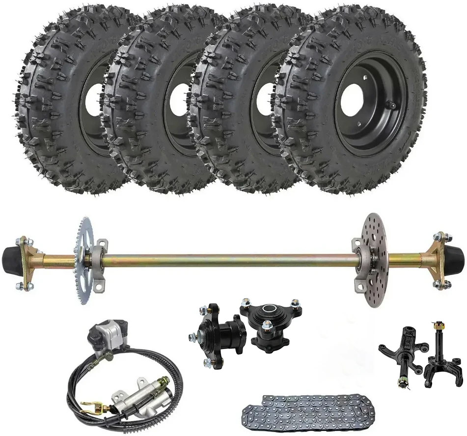 

29" Go Kart Live Rear Axle Kit & Chain &4.10-6 Tire Rim 6" & Sprocket Assembly for DIY ATV Trike Quad