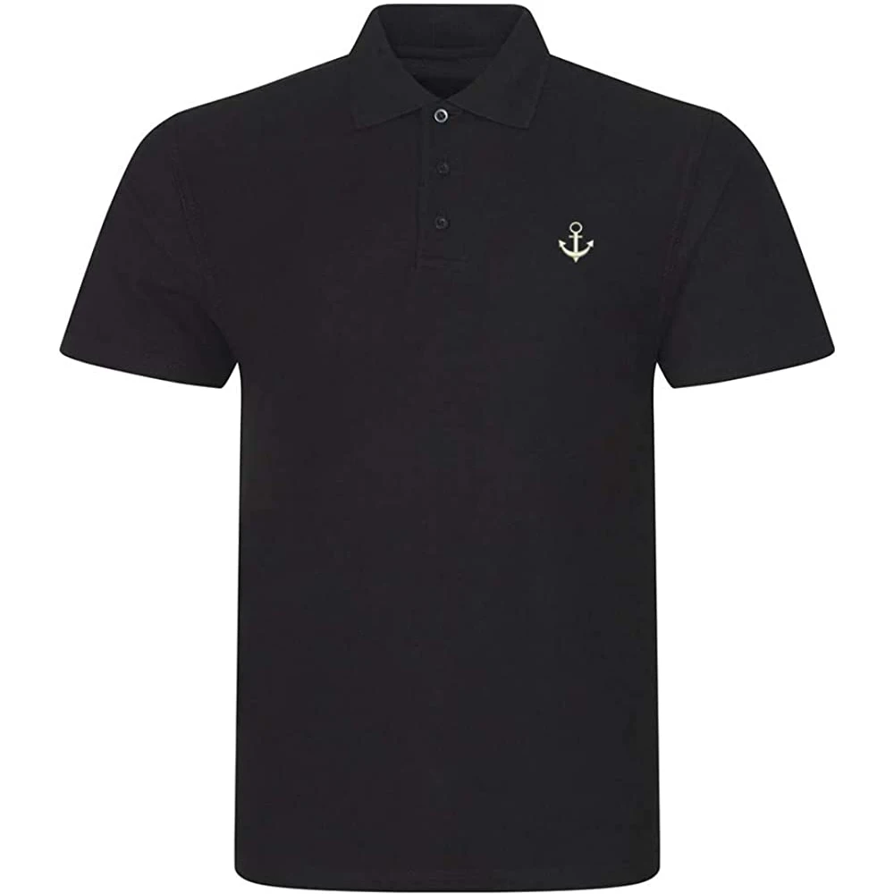 

Lyprerazy Men's Polo Shirt Anchor Embroidered Short Sleeve Polo-Shirt Embroidery Casual Golf Shirt