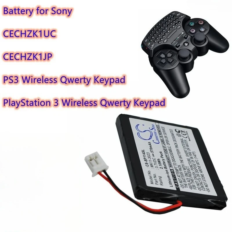 CS Battery 3.7/570mAh MK11-3023/ 2903/ 2902 for Sony  PS3, PlayStation 3 Wireless Qwerty Keypad, CECHZK1UC, CECHZK1JP