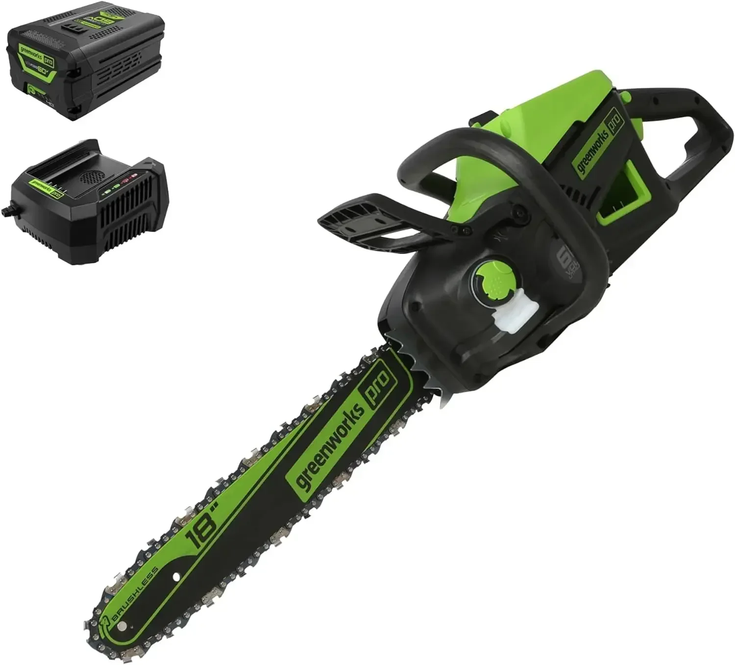 

60V 18" Brushless Cordless Chainsaw, 4.0Ah Battery and Charger Included