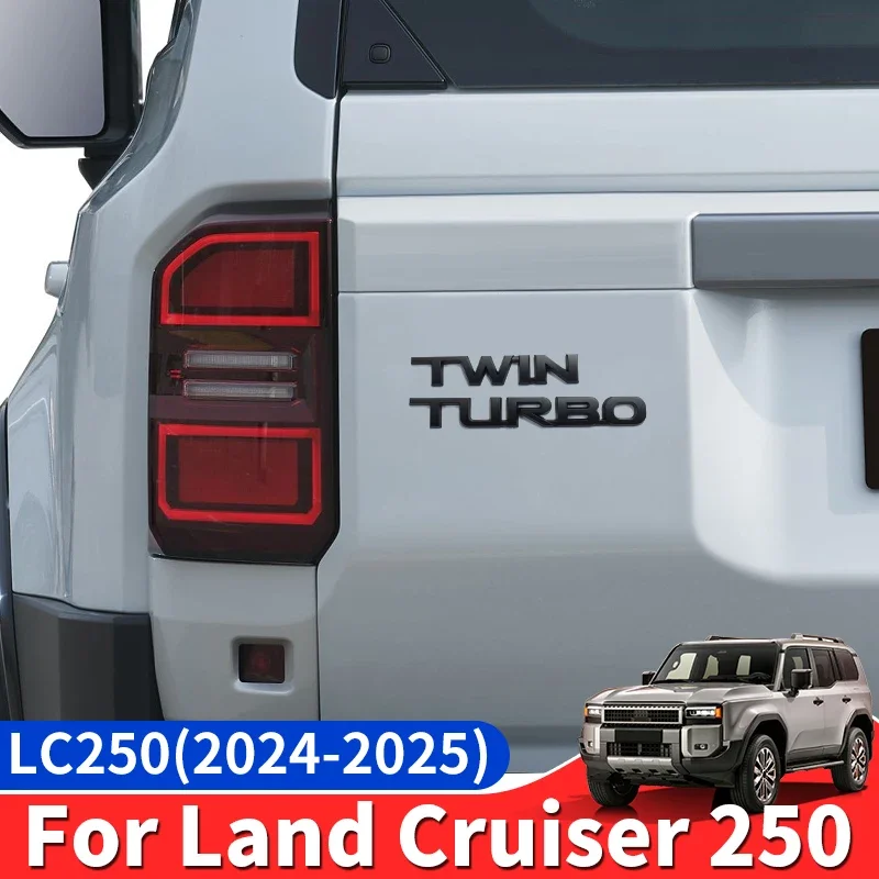 

For 2024 2025 Land Cruiser Prado LC 250 Exterior Car Decoration Accessories J250 Twin Turbo vxr Letter Sticker Tailgate emblem