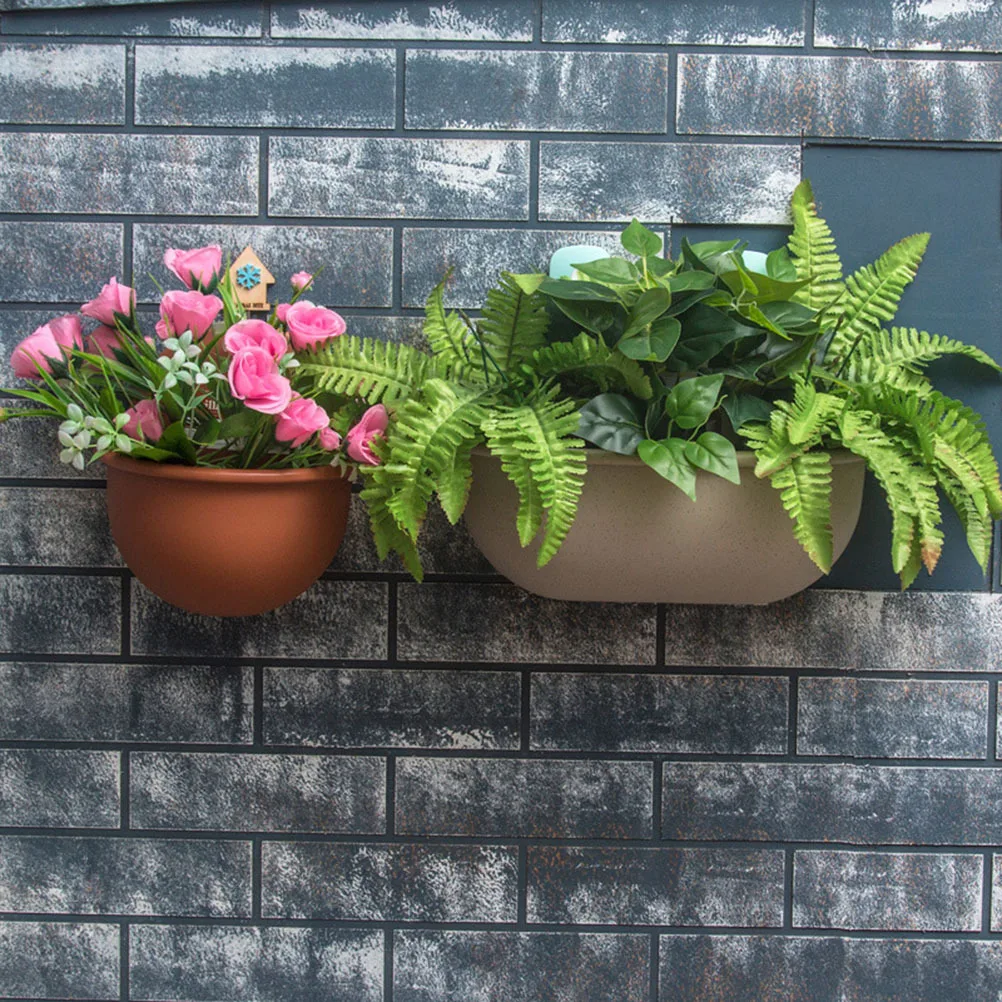 

Resin Flower Planter Semicircle Wall Hanging Design For Indoor Outdoor Garden Decor With Drainage Hole Lightweight Pp