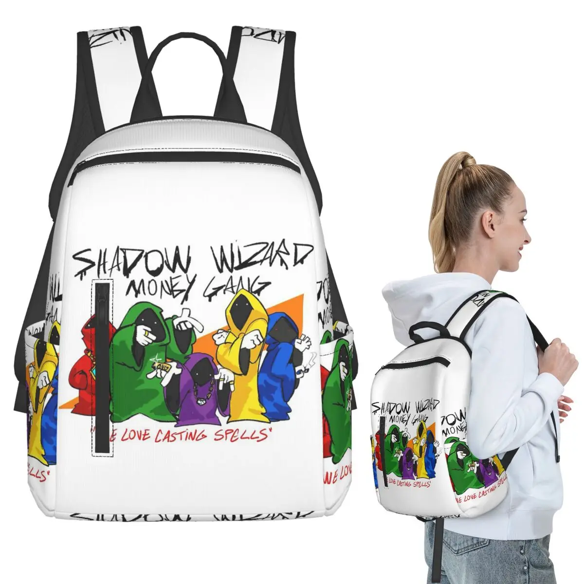 Shadow Wizard Money Gang We Love Casting Spells Backpack Student BookBag Boys Girls School Bag Laptop Shoulder Bags Men Women