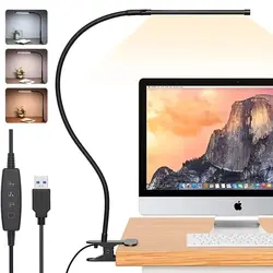 LED Desk Lamp With Clamp Reading Light Dimmable 10 Brightness 3 Lighting Modes 360° Flexible For Study Table Lamp Eye Protect