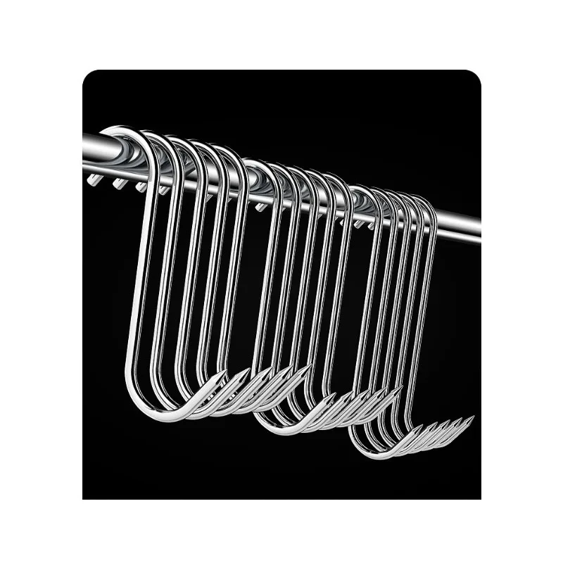 Stainless Steel S-Shaped Meat Hooks, Thickened Pointed Hanging Hooks for Bacon, Sausage, Duck & Fish