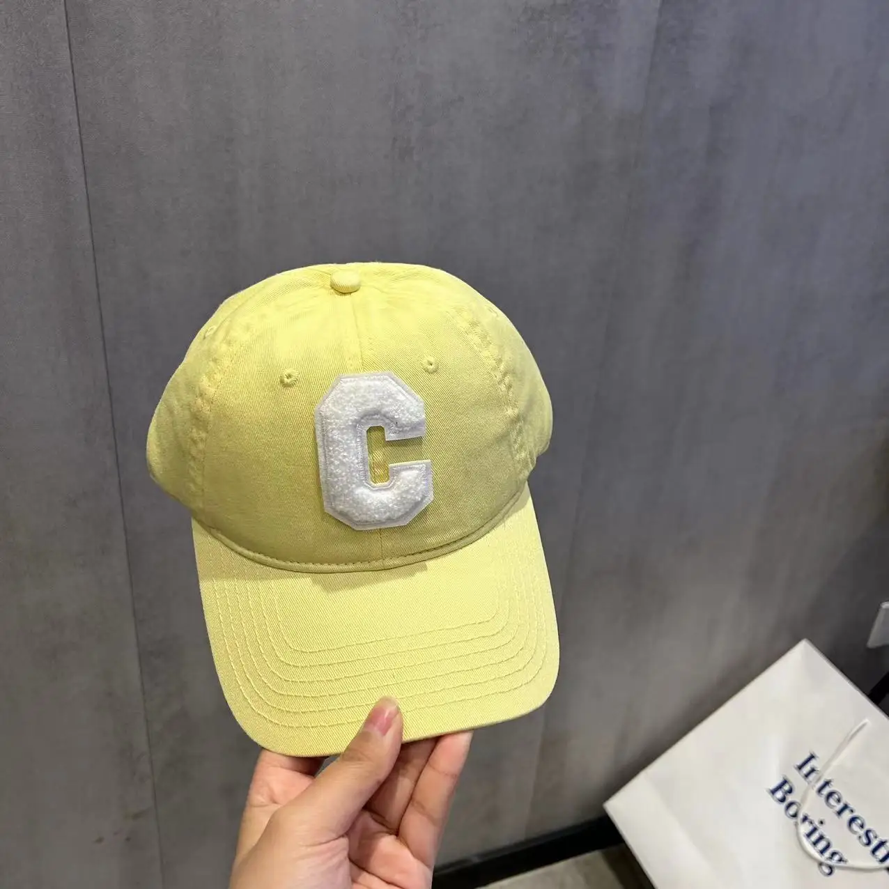 Fluorescent Yellow Duck Tongue Hat C-Letter Fashion Hip Hop Hat Casual Hat Korean Street Minimalist Sunshade Baseball Hat