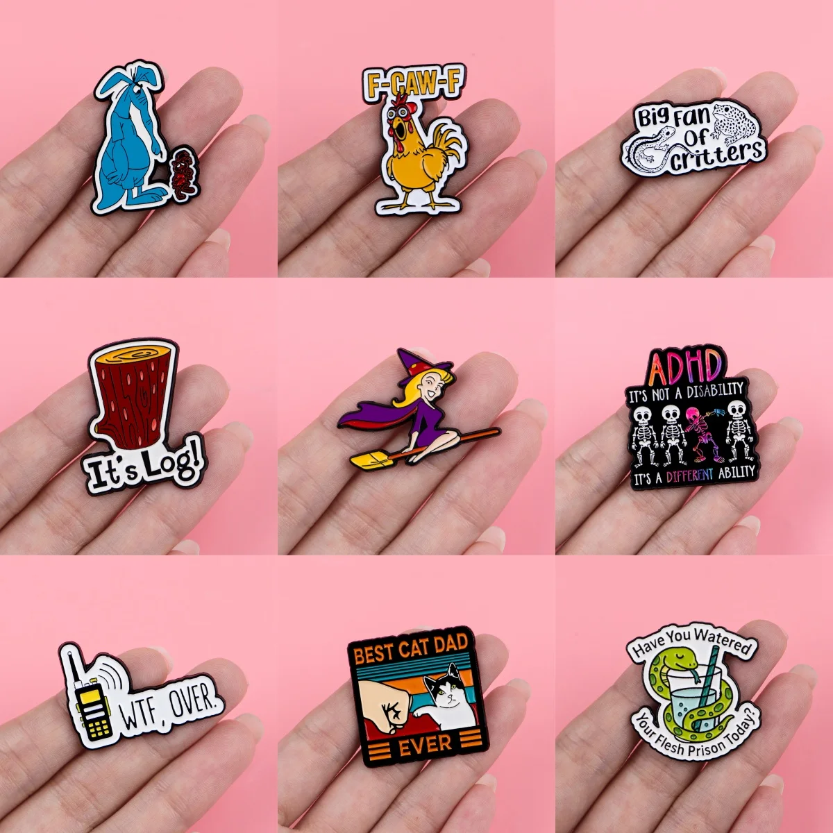 Humorous Quotes Enamel Pins Cartoon Witch Brooches Badge Hat Lapel Pin Clothes Accessories Animal Jewelry Birthday Gift