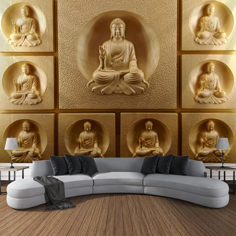 Peaceful Buddha Statue Tapestry Wall Art, Large Tapestry Mural Decoration, Home, Bedroom, Living Room Decoration