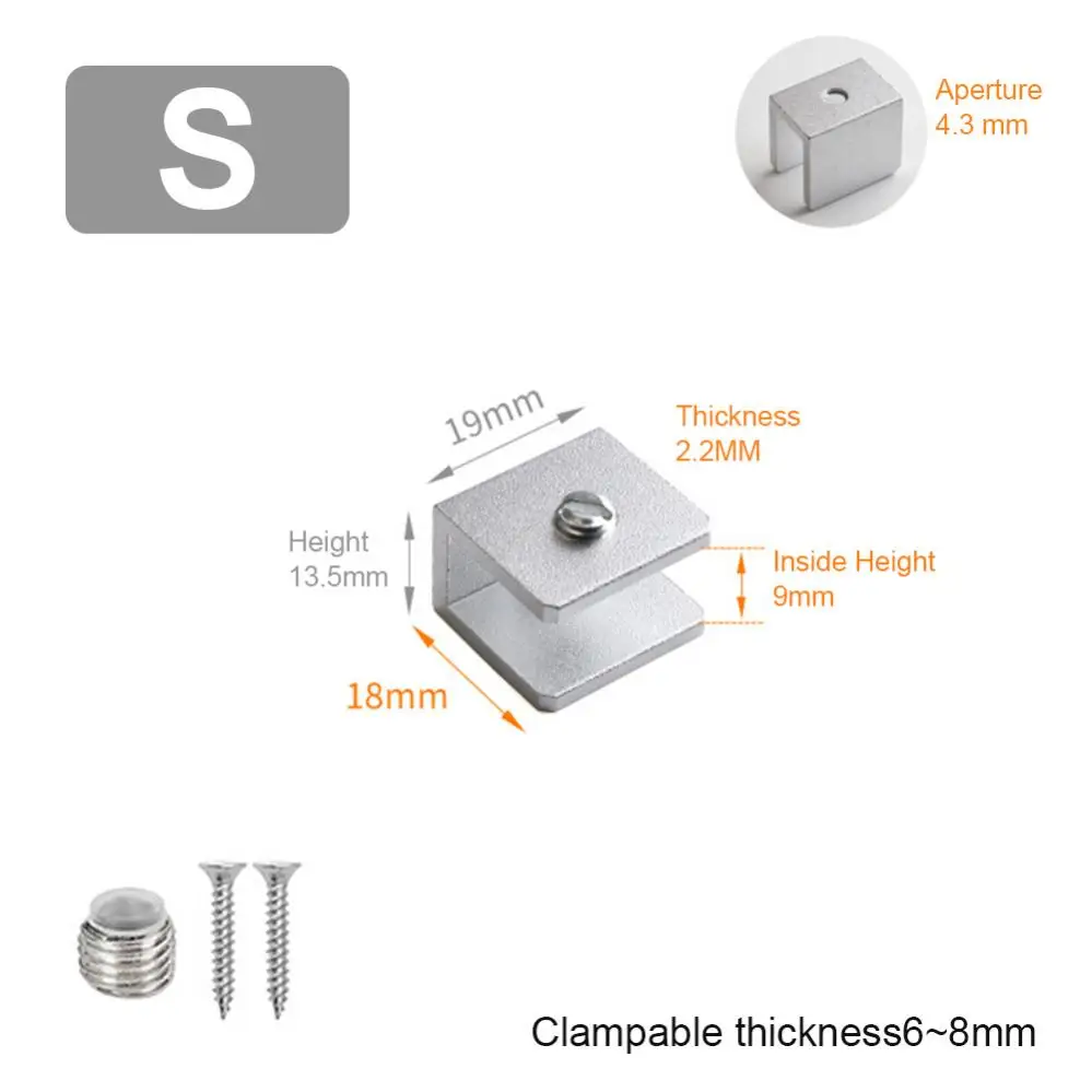 1 Piece Aluminum Alloy Square Glass Clamp Clip Fixed Support Bracket for Bathroom Thick Glass Shelf Clamp Holder