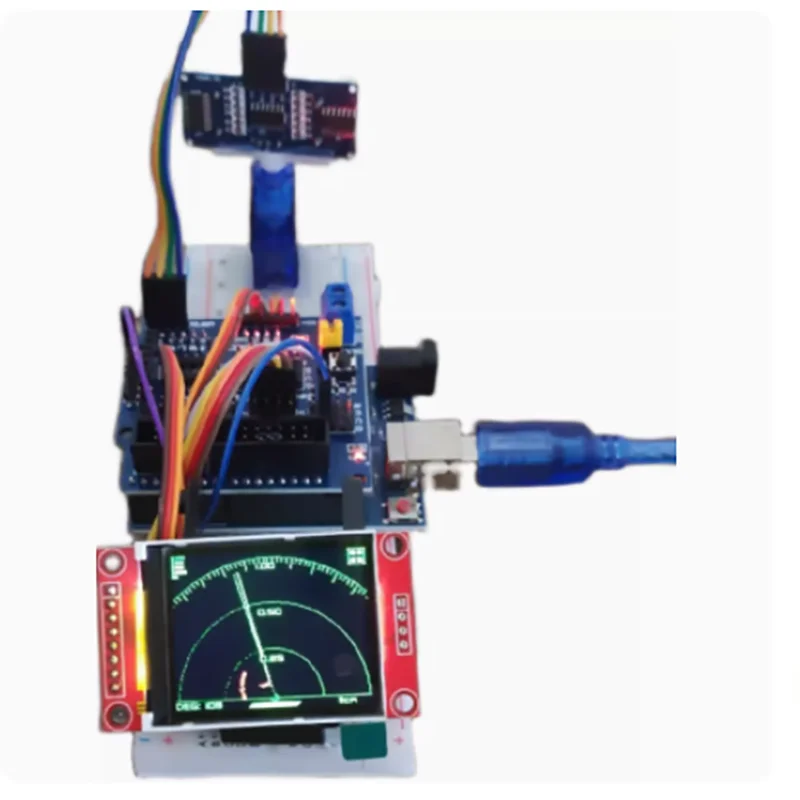 Arduino Simulation Radar Ultrasonic Simulation Radar Maker DIY Decoration Programming Learning Kit for High School Students