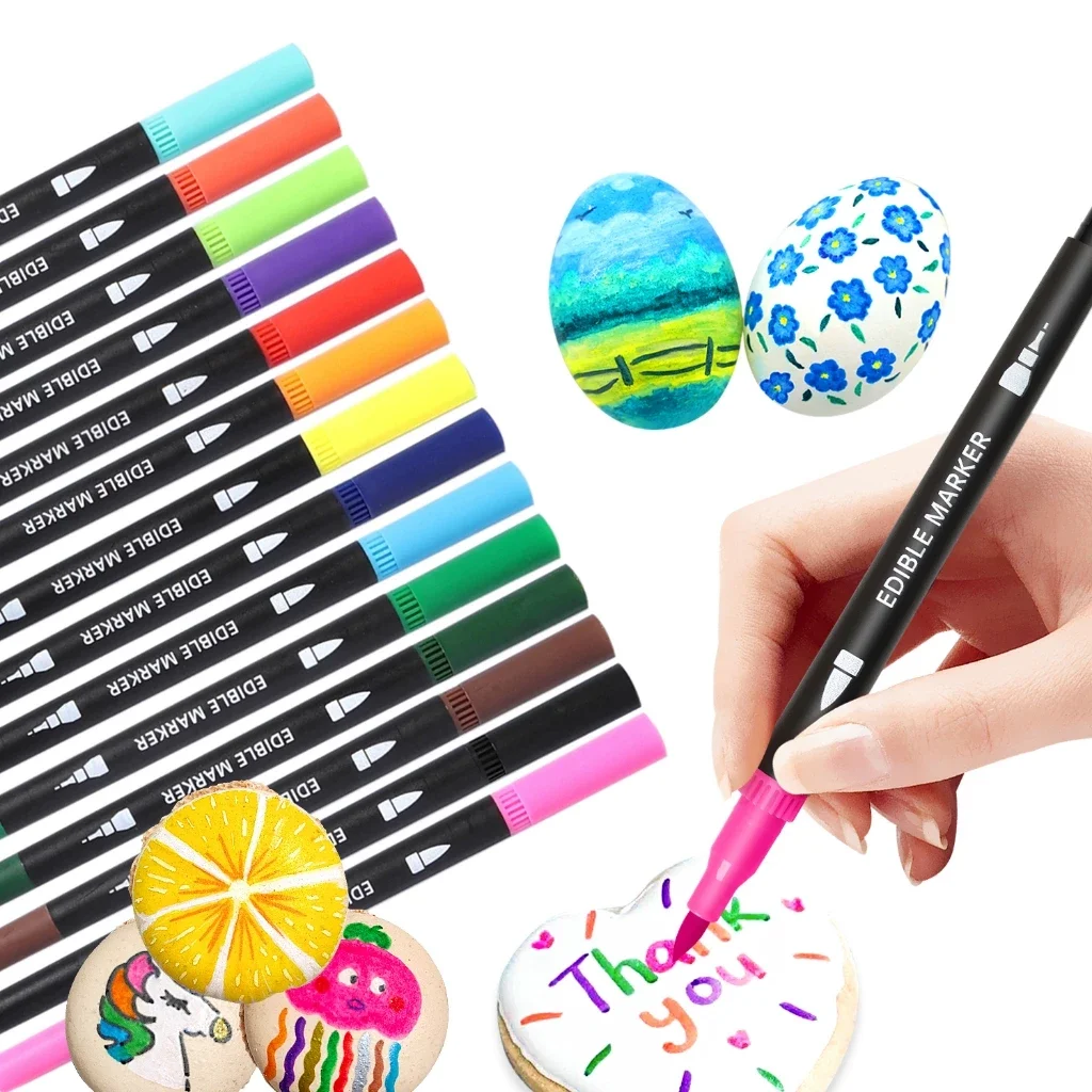 14 Colors of Marker Pens for Decorating Cookies, Fondant Cakes, Easter Eggs, and Macaron Baking Tools.