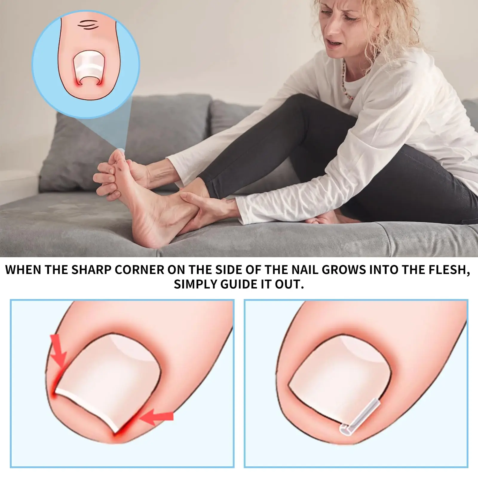 Zestaw do korekcji wrastających paznokci Bezbolesne paski prostujące paznokcie Lifter do paznokci i małe nożyczki Narzędzie do wrastających paznokci