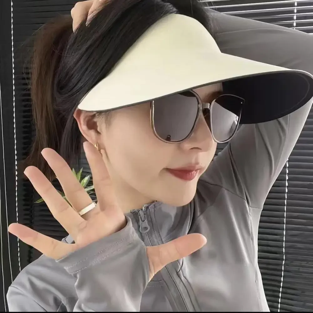 Traceless Face-covering Sun Hat for Women Foldable Empty Top Breathable Cap