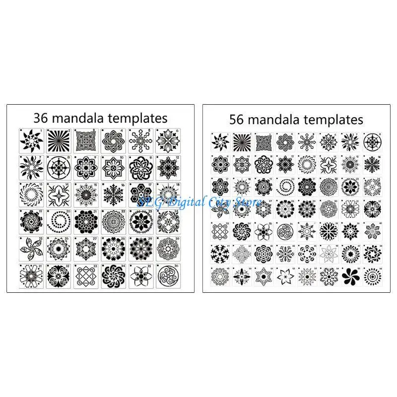 

U75B 36/56X Mandala Dot Drawing Templates Stencils Washable for DIY Lover Art Student