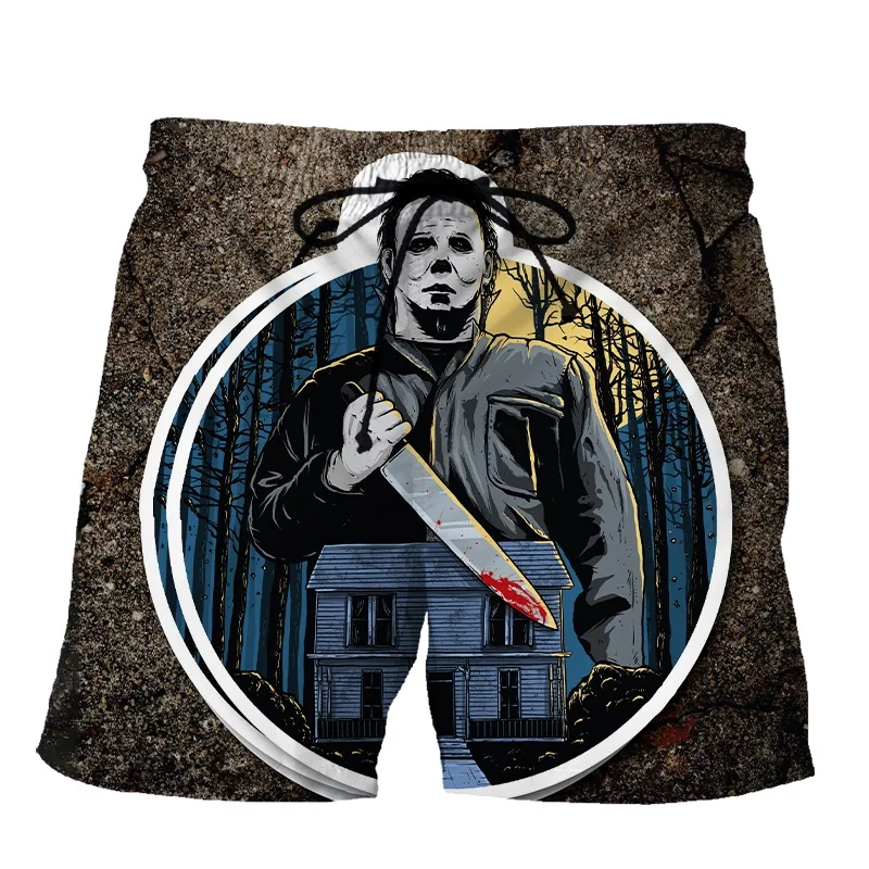 Summer New Hot Sale Loose Harajuku Style Michael Myers 3d Printing Boy\'s Fashion Shorts Wild Beach Shorts