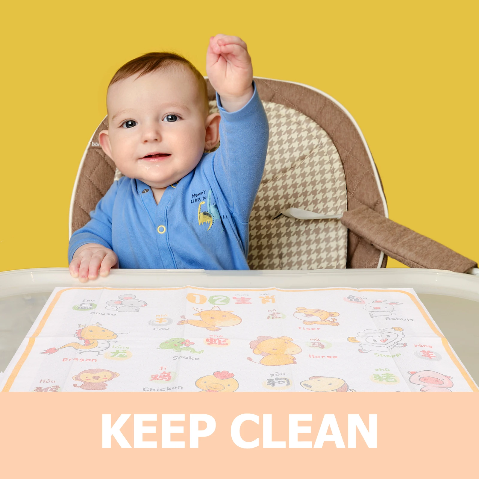 

10pcs Disposable Place Baby Table Foldable Lightweight Travel Dining Mat Cartoon Placemats For Kids Clean Eating Surface