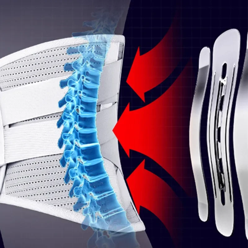 قطعة واحدة من دعامة الظهر لتخفيف آلام أسفل الظهر، حزام دعم قطني مع وسادة قطنية، تصميم مريح للقرص المنفتق، عرق النسا #4