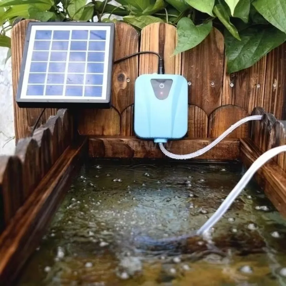 Solar Aquarium Oxygen Air Pump DC 5V 2L/min Pond Aerator Aquarium Air Pump Oxygenator Fish Tank Oxygenator