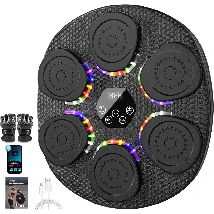 

Music Boxing Machine for Adults Bluetooth Smart Boxing Wall Machine with Gloves 9 Modes 6 Speeds 3 Sensitivity Electric Light U
