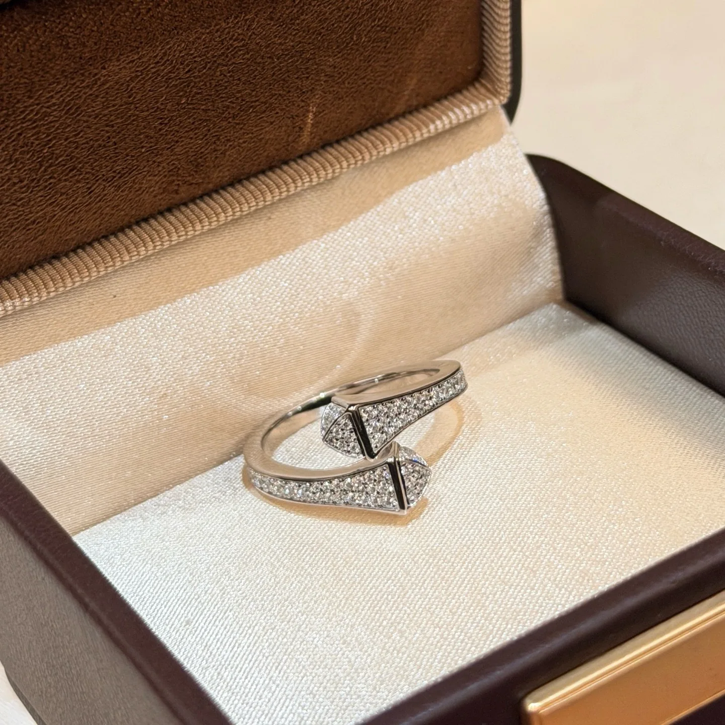 Trendy Real 925 Sterling Silver Open Ring For Women Tapered Pave Wrap Adjustable Rhodium Plated Wedding Gift Luxury Fine Jewelry
