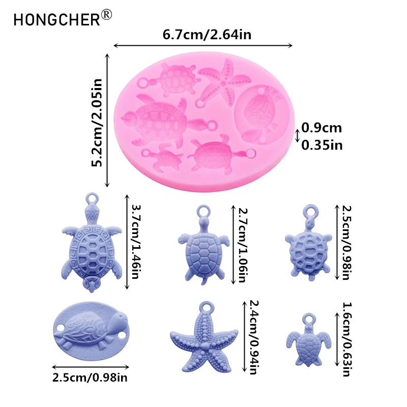 Mini Turtle Starfish Love DIY Resin Accessories Drip Mould Small Earrings Necklace Bracelet Charms Accessories Silicone Moulds