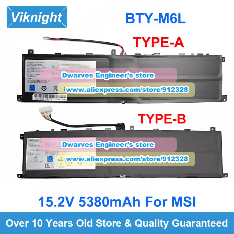 Genuine BTY-M6L Laptop Battery For Msi GS65 Stealth 8RF GS75 8RE-078 8RE-047US MS-16Q2 BTYM6L Notebook Battery 15.2V 5380mAh