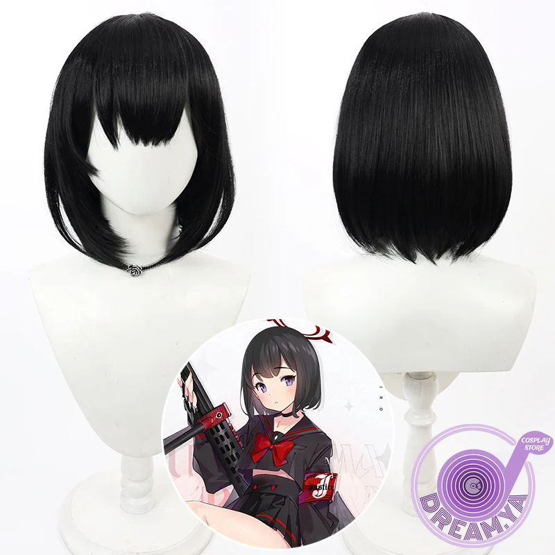 

Sizuyama Masiro Cosplay Wig Blue Archive Black Short Heat Resistant Synthetic Hair Halloween Role Play Party Carnival + Wig Cap