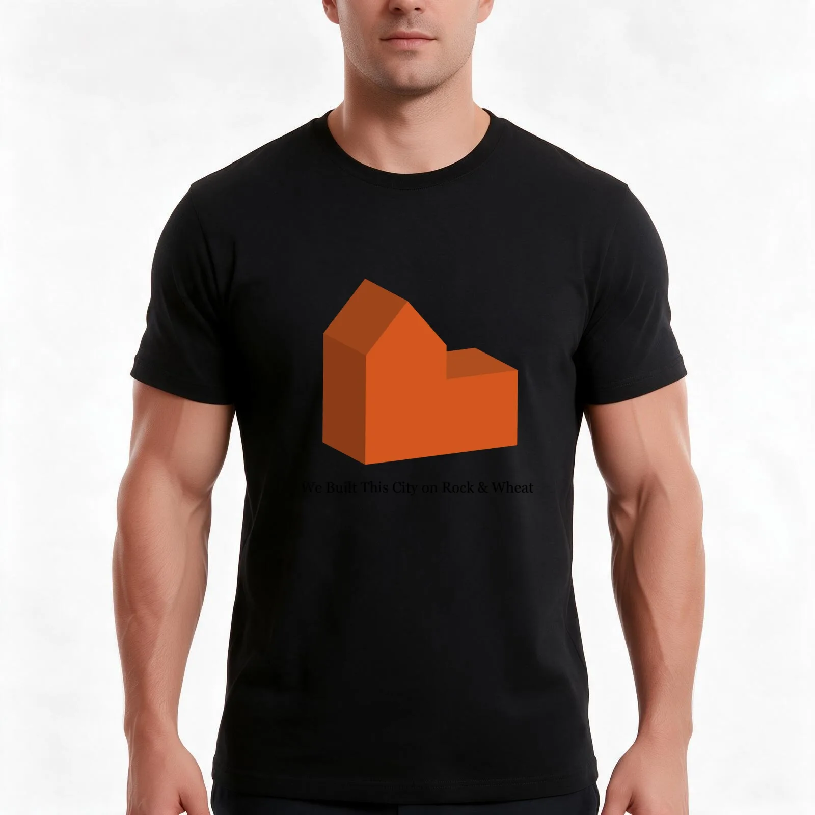 We Built This City on Rock & Wheat (ORANGE) T-Shirt Summer Casual Cotton Tee Oversized Streetwear Tops Vintage Graphic Print