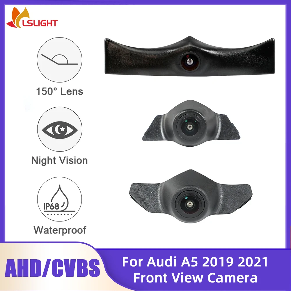 

Для Audi A5 2019 2021, автомобильная камера переднего вида 150 ° Объектив «рыбий глаз» ночного видения Водонепроницаемый парковочный монитор CVBS 480P AHD 720P 1080P