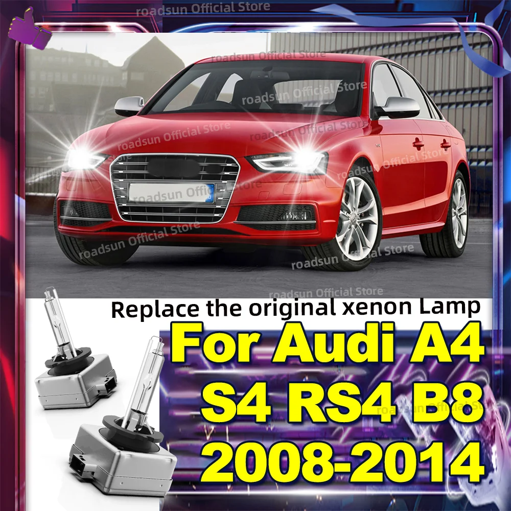

2X HID лампа ксеноновой фары 6000K для Audi A4 S4 RS4 B8 2008 2009 2010 2011 2012 2013 2014 (подходит только оригинальная лампа ксеноновая