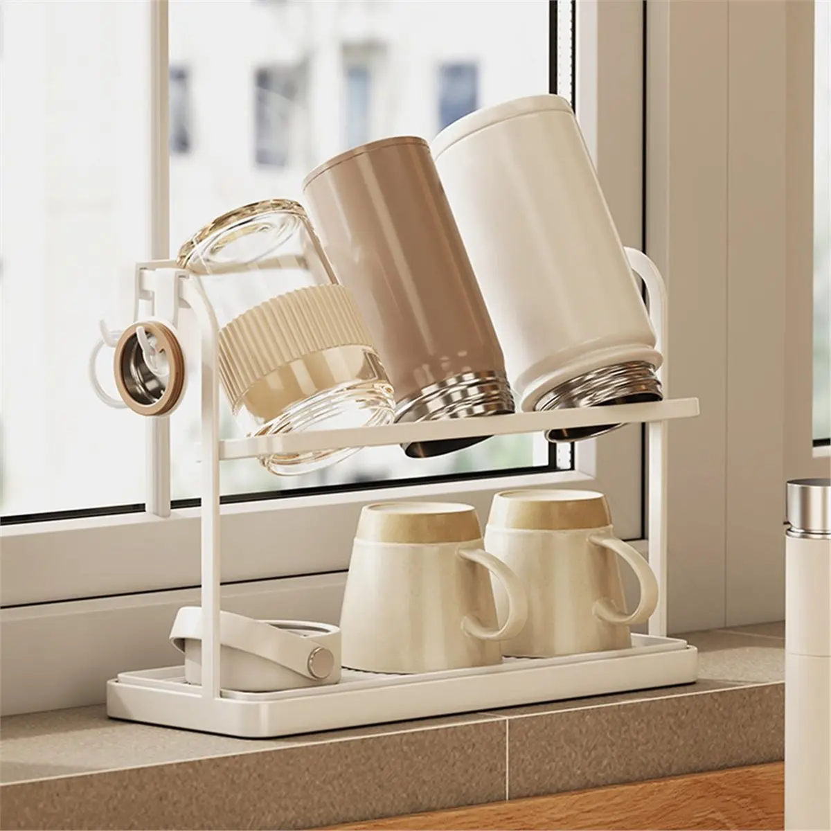 2026 New Home Desktop Double-Layer Cup Holder, Upside-Down Drain Rack for Tea Sets, Teacups, and Water Cups.