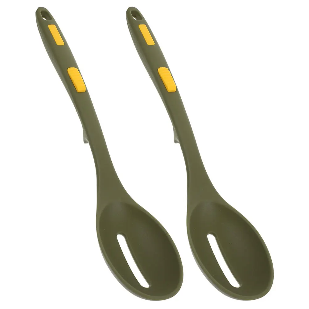 

2Pcs Silicone Nonstick Colander Spoon Set Flexible Long Handle Kitchen Cooking Accessories Kitchen Nonstick Colander