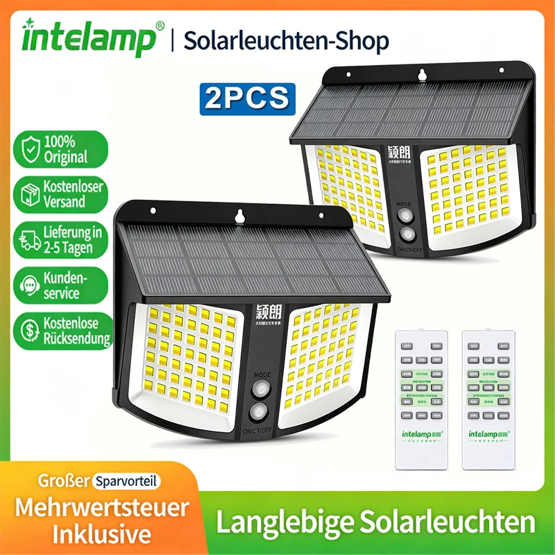 12800mWh 1200LM Solar-Sicherheitsleuchten für Außenbereich mit Radar-Bewegungssensor, Wasserdicht, 3 Farben, Solar-Flutlicht für Garten und Hof solar lampe led solar außenleuchte solar light solar led