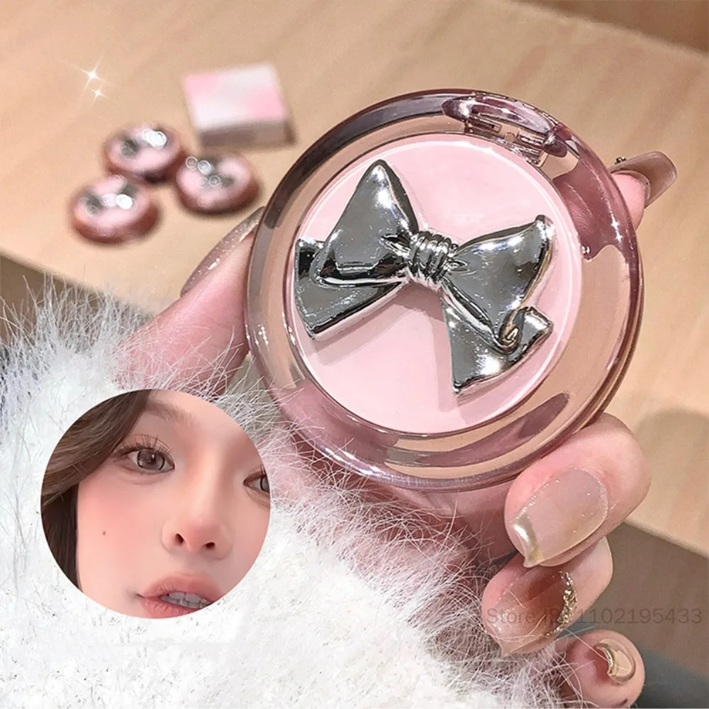 Placa de colorete rosa con espejo para mejillas faciales, crema de colorete con brillo de agua expandible, tinte hidratante de larga duración para mejillas, maquillaje colorete
