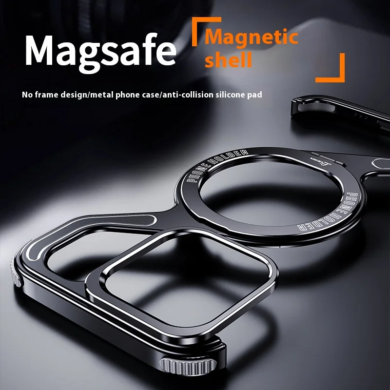 For iPhone 15 14 13 Pro Max phone case Z-shaped metal rotating bracket case Magsafe magnetic phone case Apple protective case