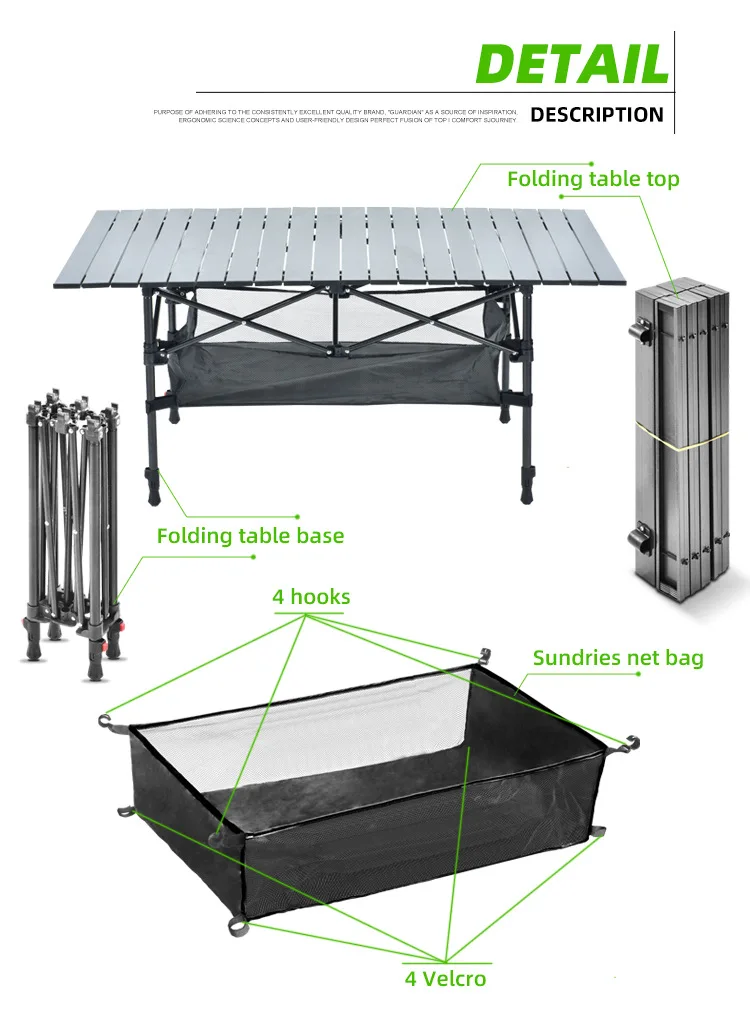 APT007-2  Portable outdoor camping aluminium patio garden lift tables wood grain foldable