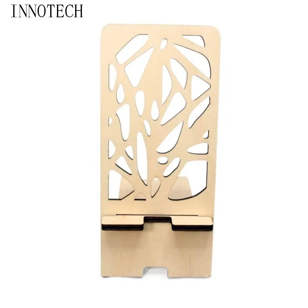

Hollow Desktop Phone Holder Wood with Charging Port Stand Bracket Retro Heat Dissipation Cellphone Standing Men