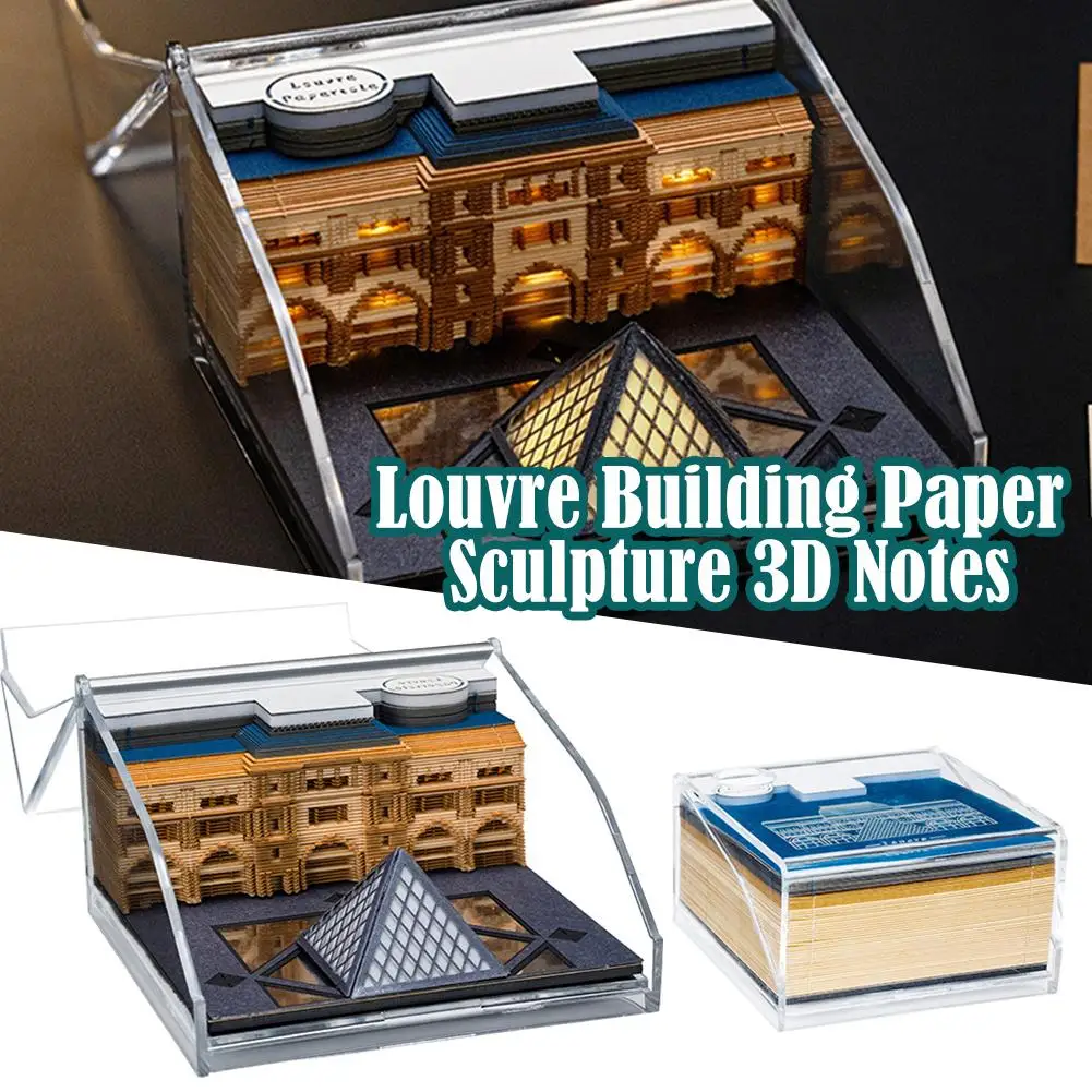 3D Desk Weekly Calendar 2025 Louvre Tear-off 3D Paper Art Notepad w LED Lights Christmas New Year Gifts