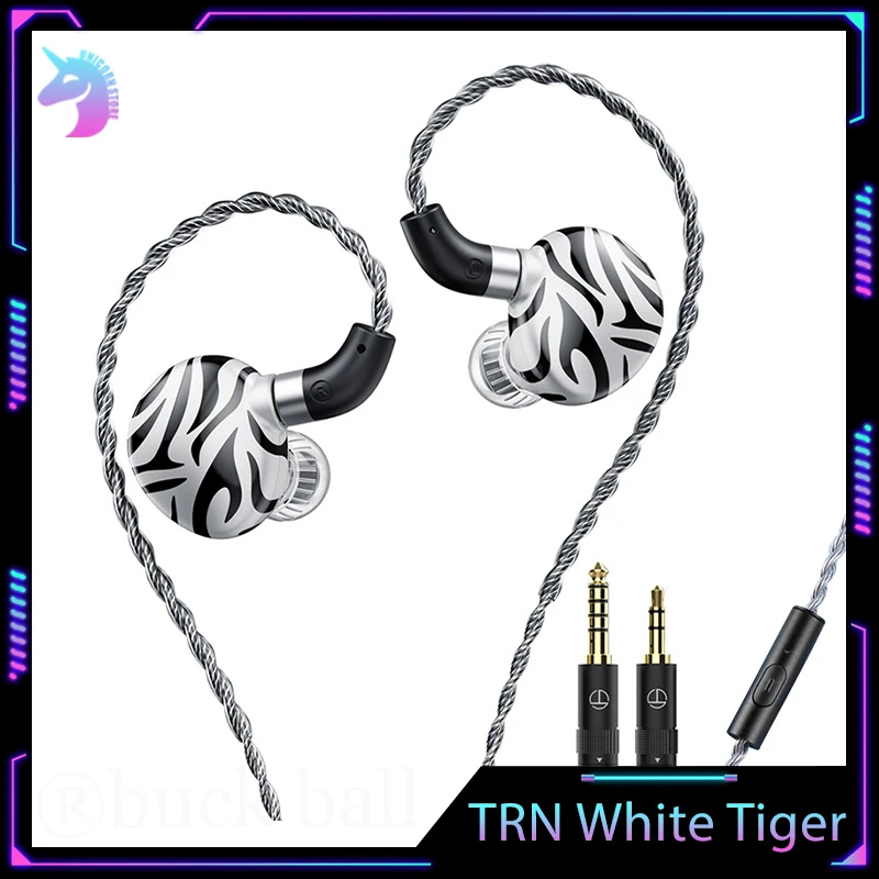 

TRN White Tiger In Ear Earphones New Hybrid Dual Monitor fever level headphone Dynamic Driver Custom Planar Diaphragm Headphones