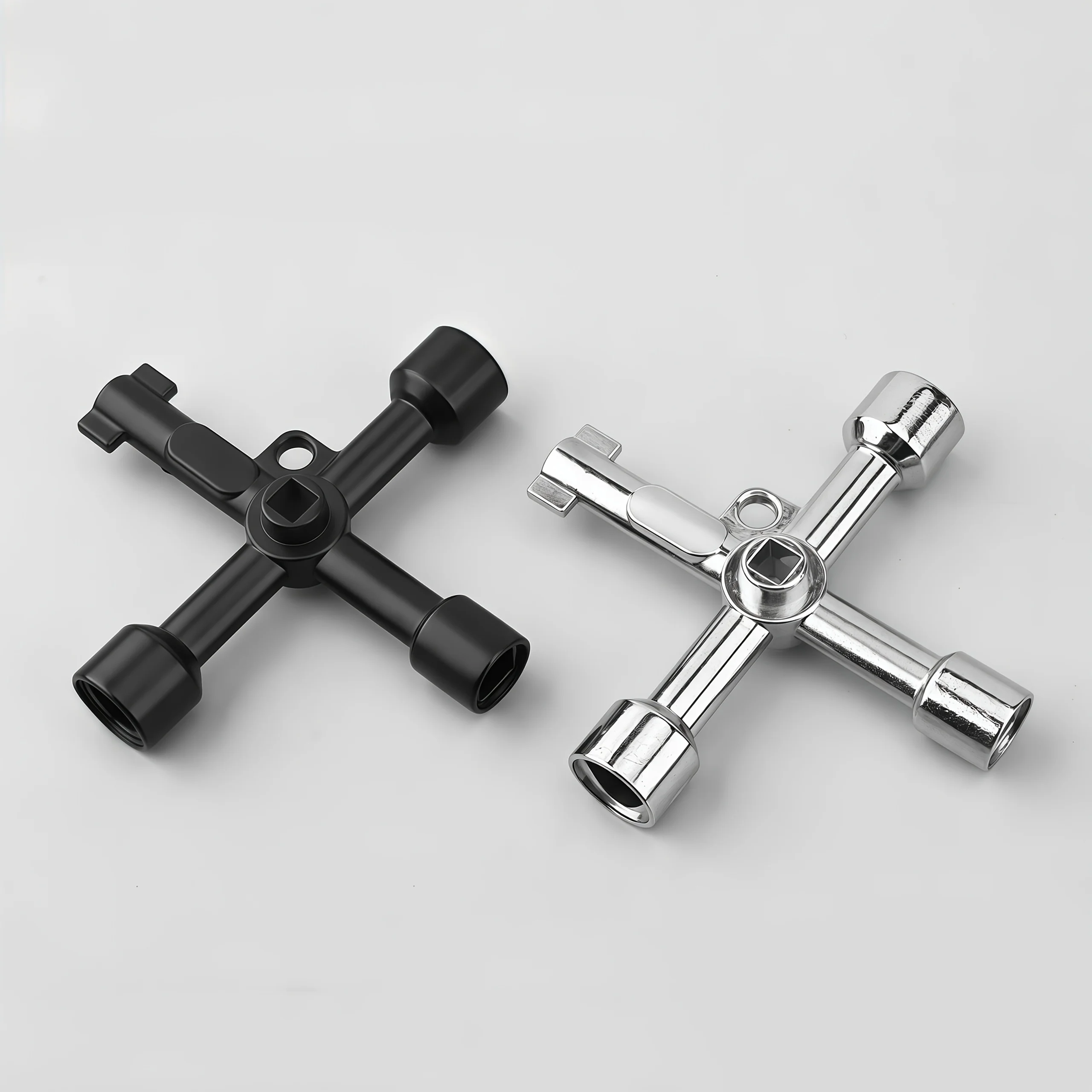 2pcs Cross Wrench, Hex/Tri/Square Shafts, Industrial-Grade for Faucet Valves, Boxes & Elevator Doors. Durable & Sturdy.