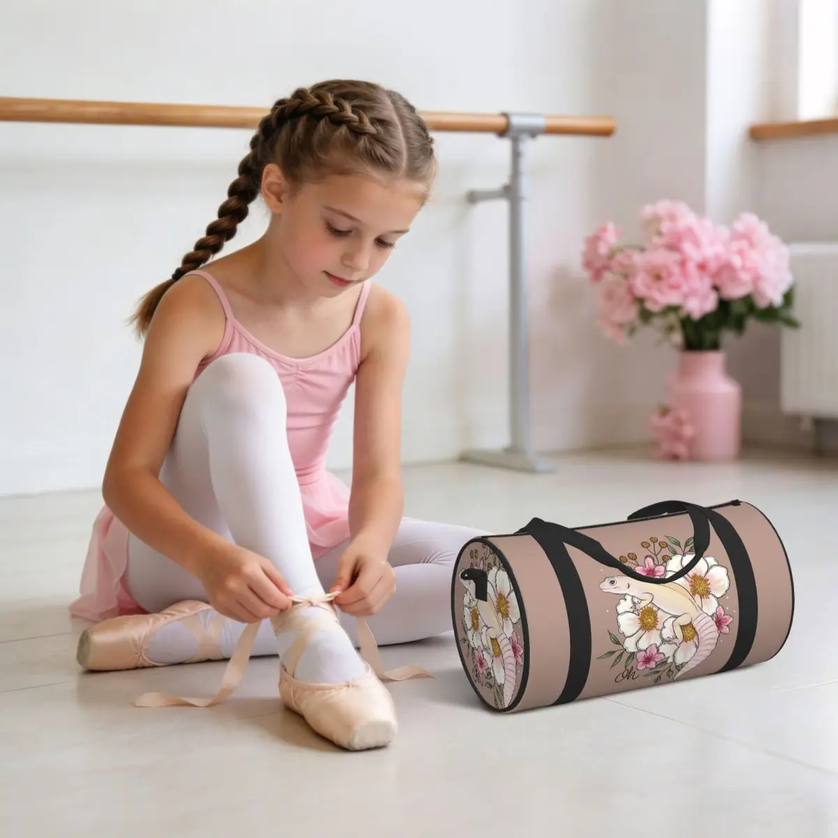 Leopard Gecko Murphy's Patternless With Florals Luggage Bag Multi-Functional Duffle Tote Bag Handbags Gym Bags Fitness