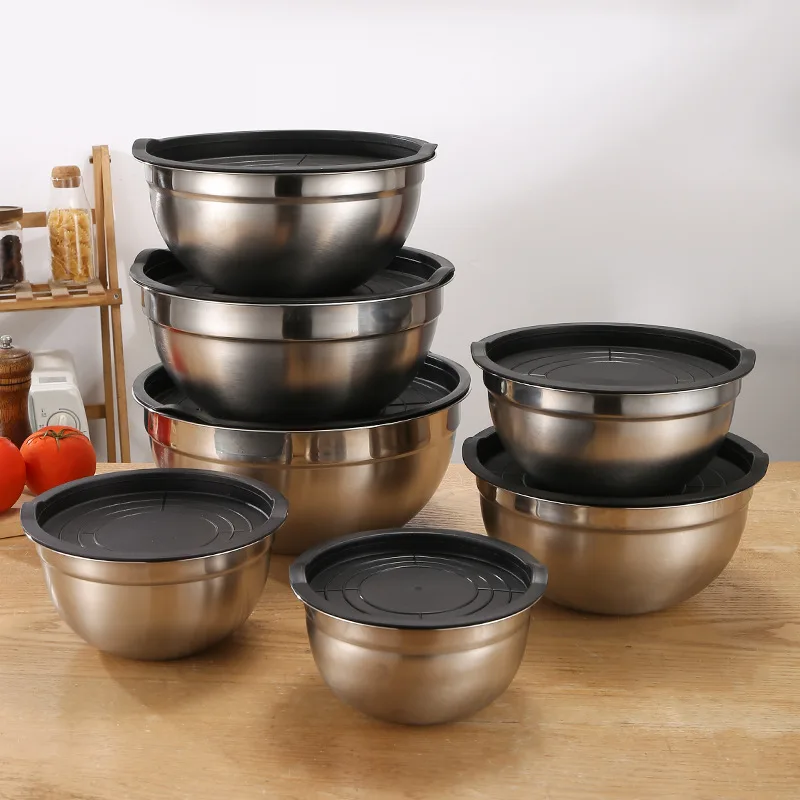 Mixing Bowls with Lids and Non Slip Bases Stainless Steel Mixing Bowls Set for Baking Nesting Storage Bowls