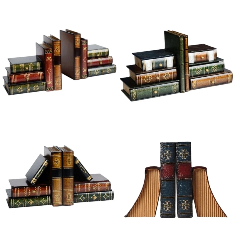 U75B Decorative Faux Book Bookends With Storage for Shelves and Desks