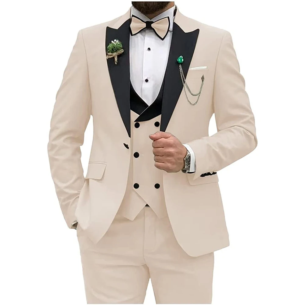 Fino ajuste masculino ternos 2023 duplo breasted colete 3 peças homens de negócios terno do casamento blazer colete calças com gravata terno masculino