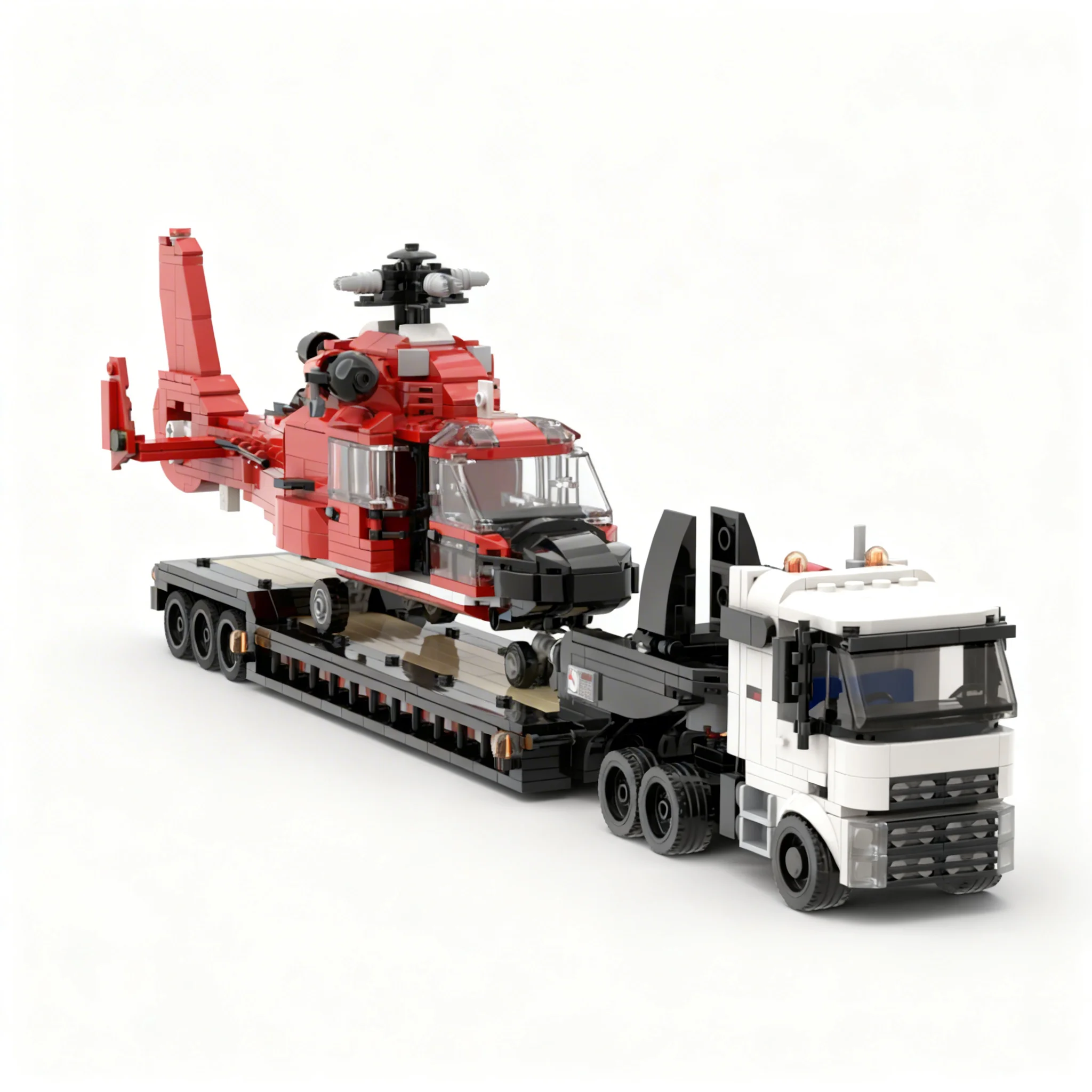 313pcs MOC Lowboy Low Loader Trailer City Construction Model Building Blocks Christmas Gift Collection Education 3D Display