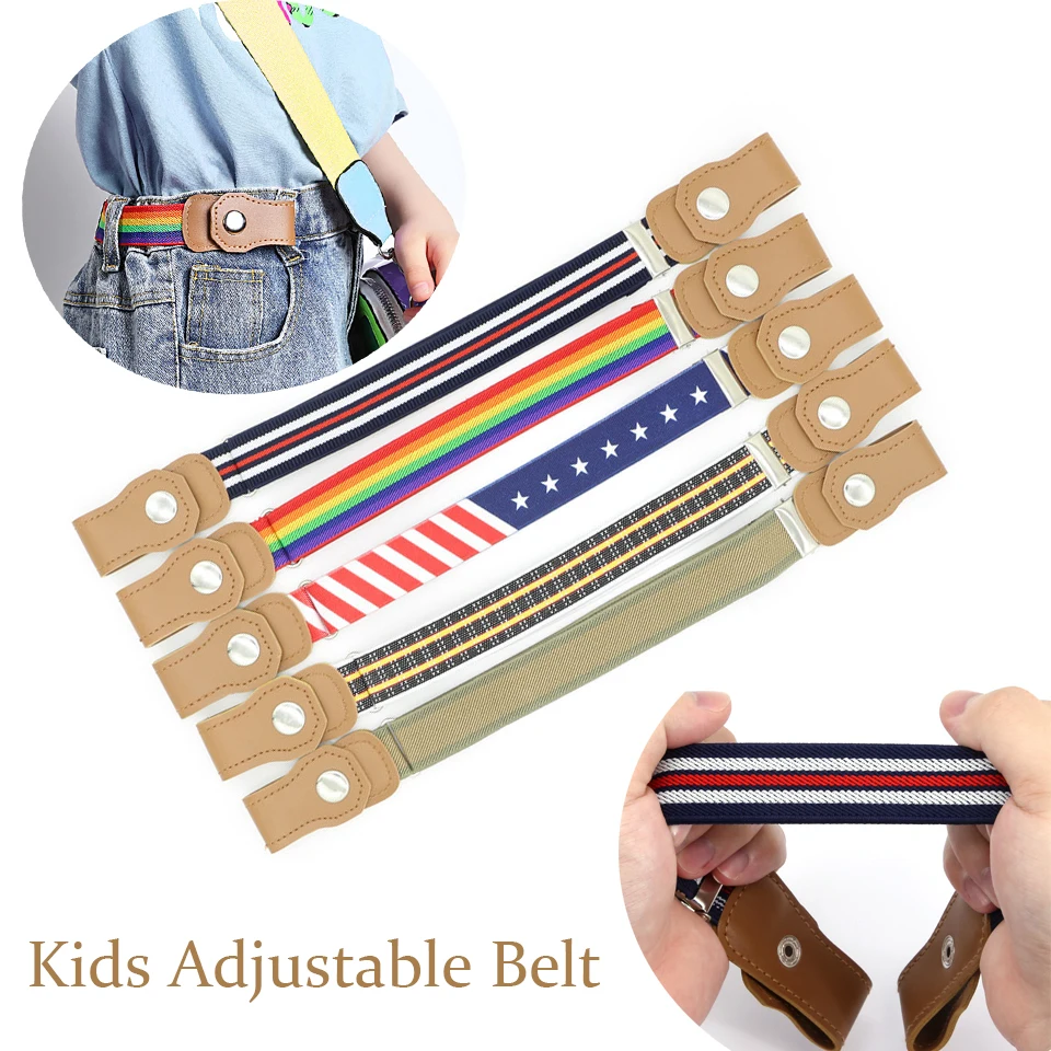 

Child Kids Easy Belt Buckle-Free Elastic Belt For Boys Girls Stretch Canvas Belt Adjustable Children Belts Strap For Jeans Pants